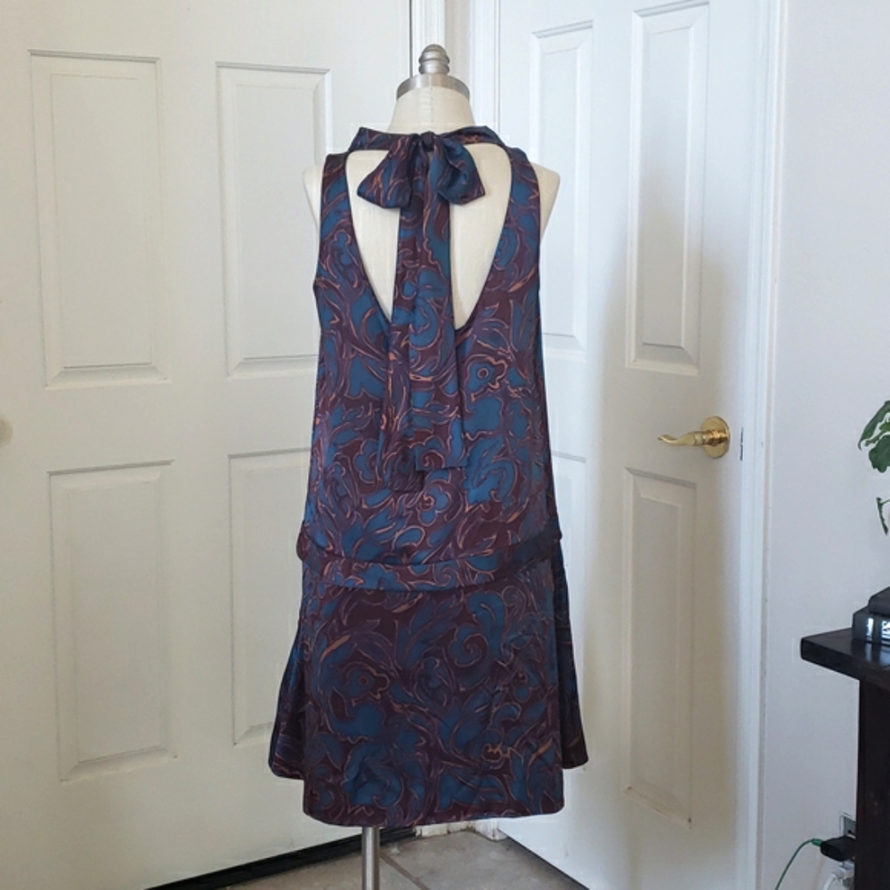 Marc by Marc Jacobs Silk Paisley Cutout Bow Back Dress Jewel Tone M Y2K Vintage - Picture 3 of 9